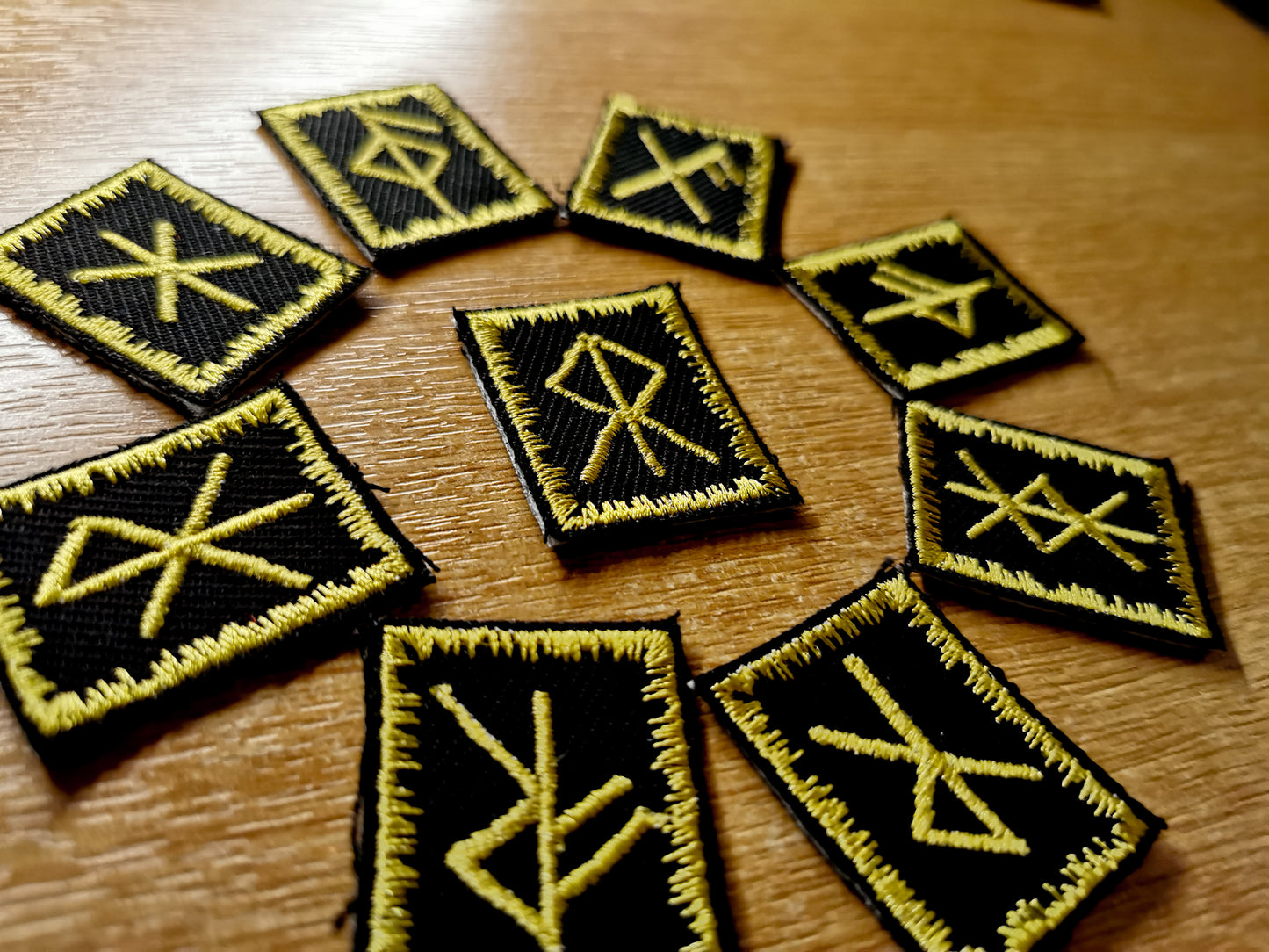Gold Bindrune Patches Embroidered Viking Norse Heathenry Bind Runes