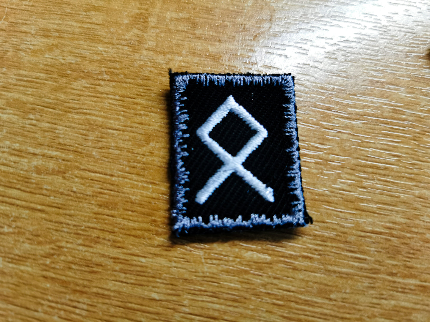 Mini Viking Runes Embroidered Patches - Pewter Border and White - All Runes Available