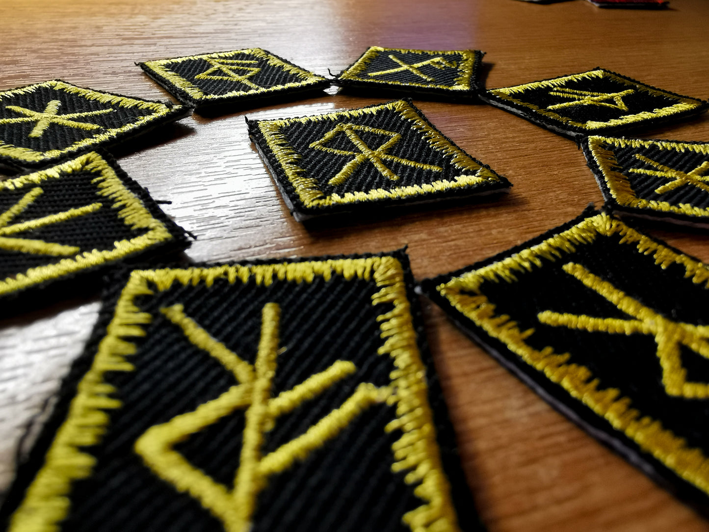 Gold Bindrune Patches Embroidered Viking Norse Heathenry Bind Runes