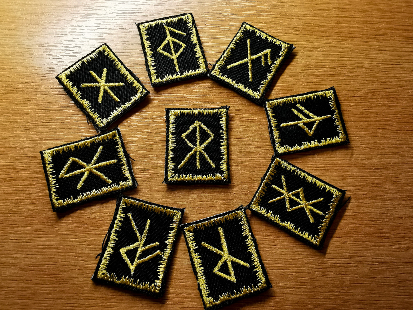 Gold Bindrune Patches Embroidered Viking Norse Heathenry Bind Runes