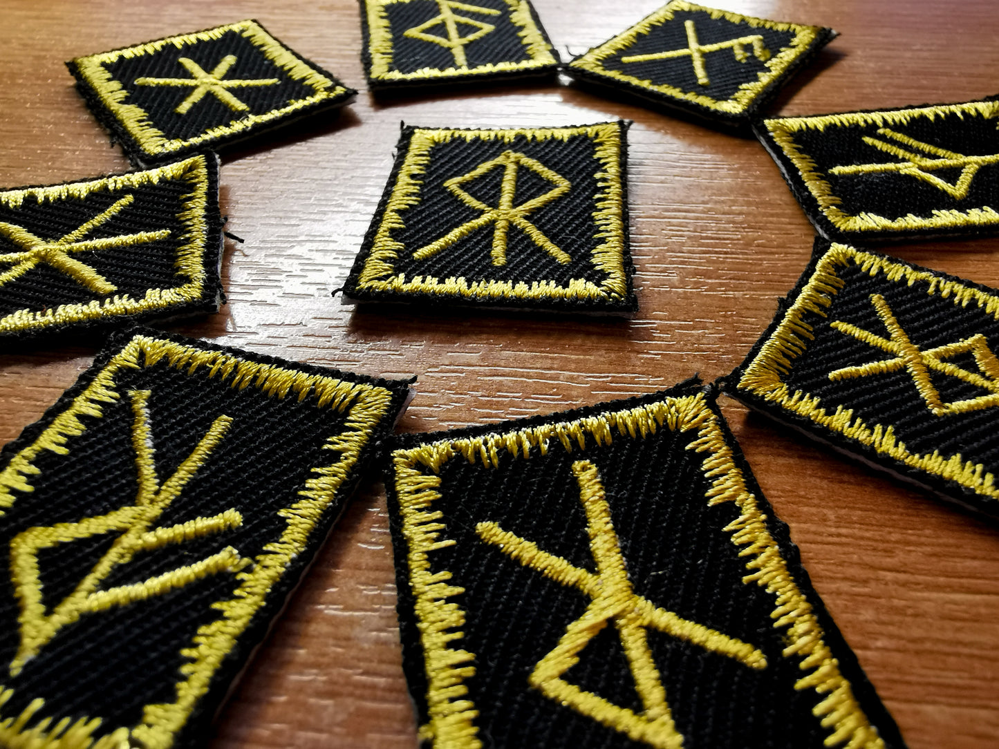Gold Bindrune Patches Embroidered Viking Norse Heathenry Bind Runes