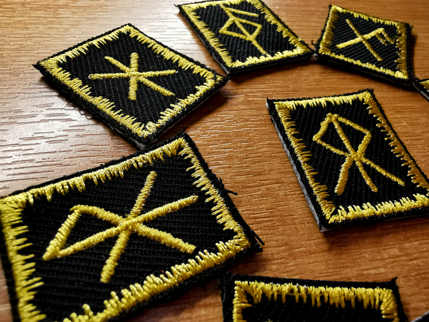 Gold Bindrune Patches Embroidered Viking Norse Heathenry Bind Runes