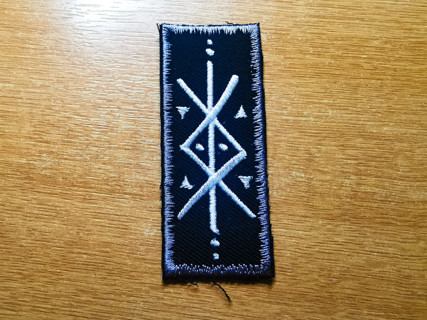 Protection Bindrune Embroidered Patch Pewter Snowy Border