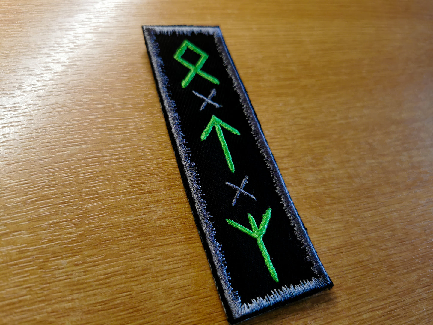 Green and Pewter Viking Rune - Odal, Teiwaz and Algeiz Embroidered Patch