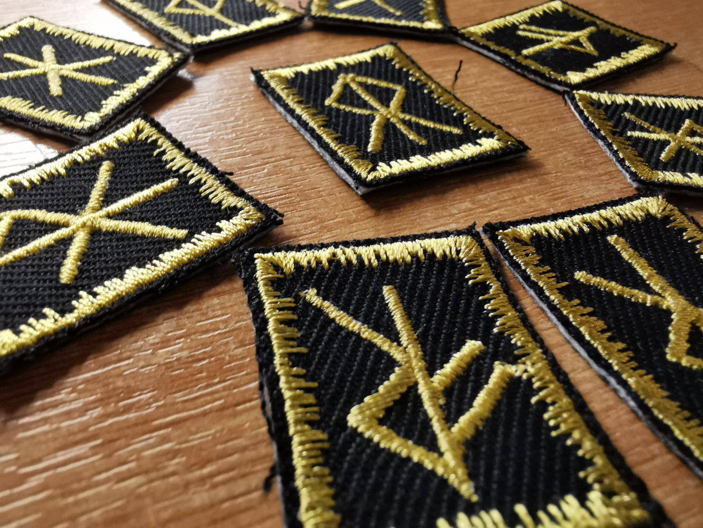 Gold Bindrune Patches Embroidered Viking Norse Heathenry Bind Runes