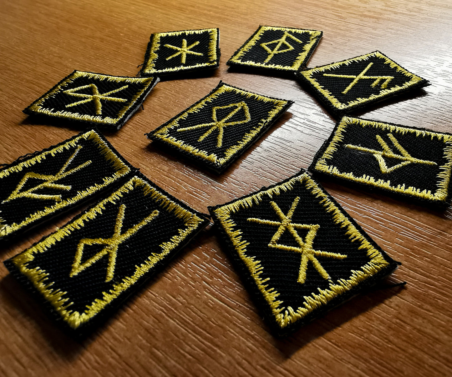 Gold Bindrune Patches Embroidered Viking Norse Heathenry Bind Runes