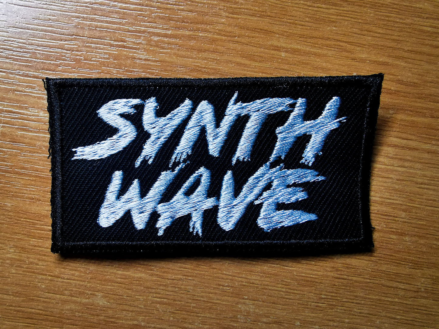 Synthwave Embroidered Patch White