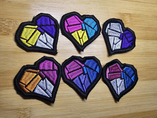 Subtle Pride Flag Hearts Embroidered Patches Vibrant Colours