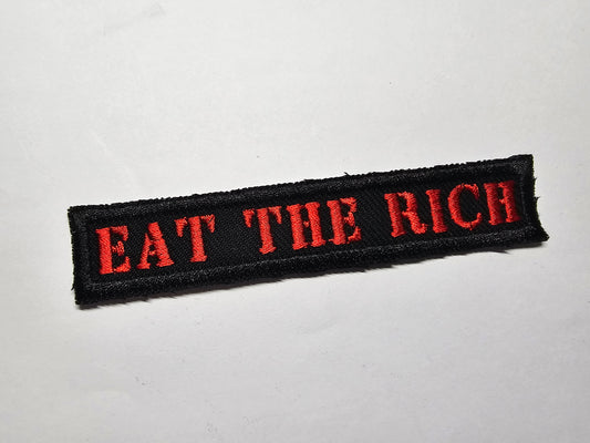 Eat The Rich MINI Embroidered Iron On Patch Politics Punk - Very small! Red and Black
