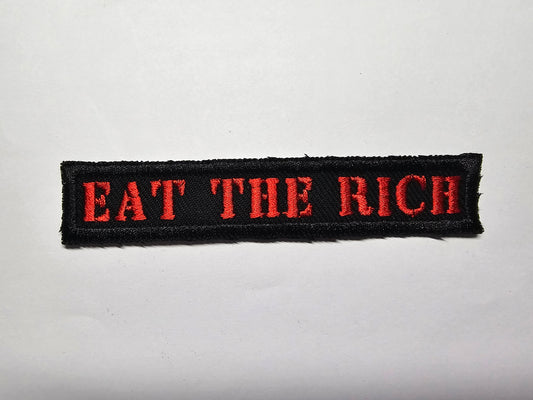 Eat The Rich MINI Embroidered Iron On Patch Politics Punk - Very small! Red and Black