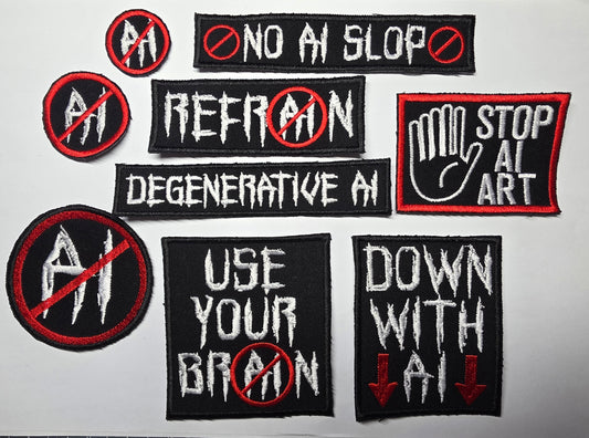 Down With AI Embroidered Patch