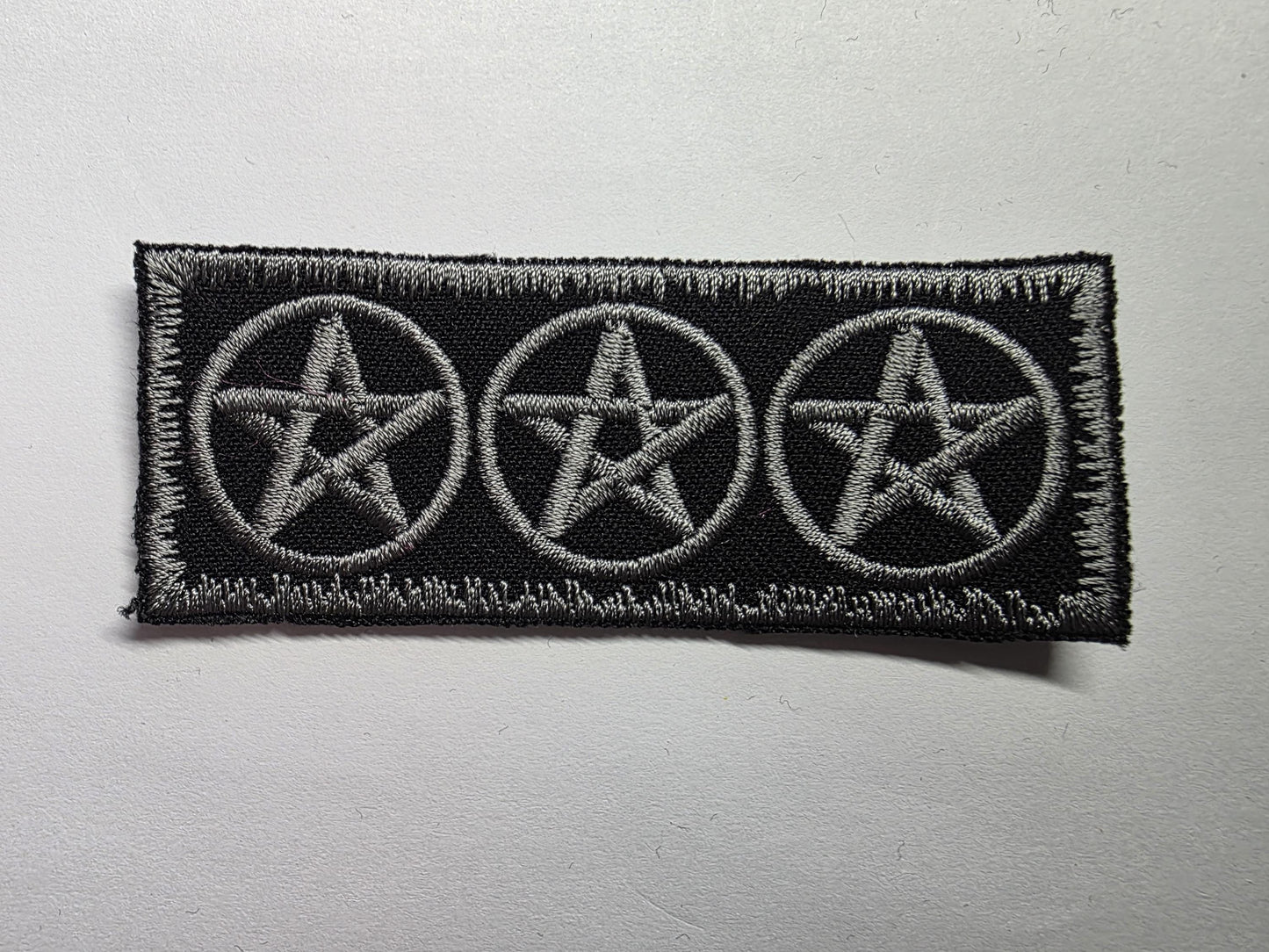 3 Pentagrams Embroidered Patch in Grey