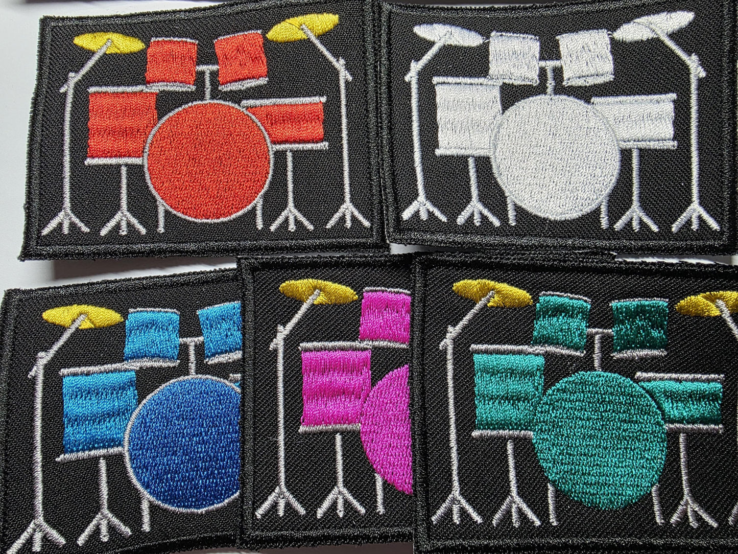 Drum Kits Embroidered Patch Live Music Fans For Drummer Metalheads and Punks
