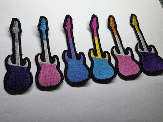 Guitar Pride Flags Rocker Metalhead Subtle LGBTQ+ Embroidered Patch