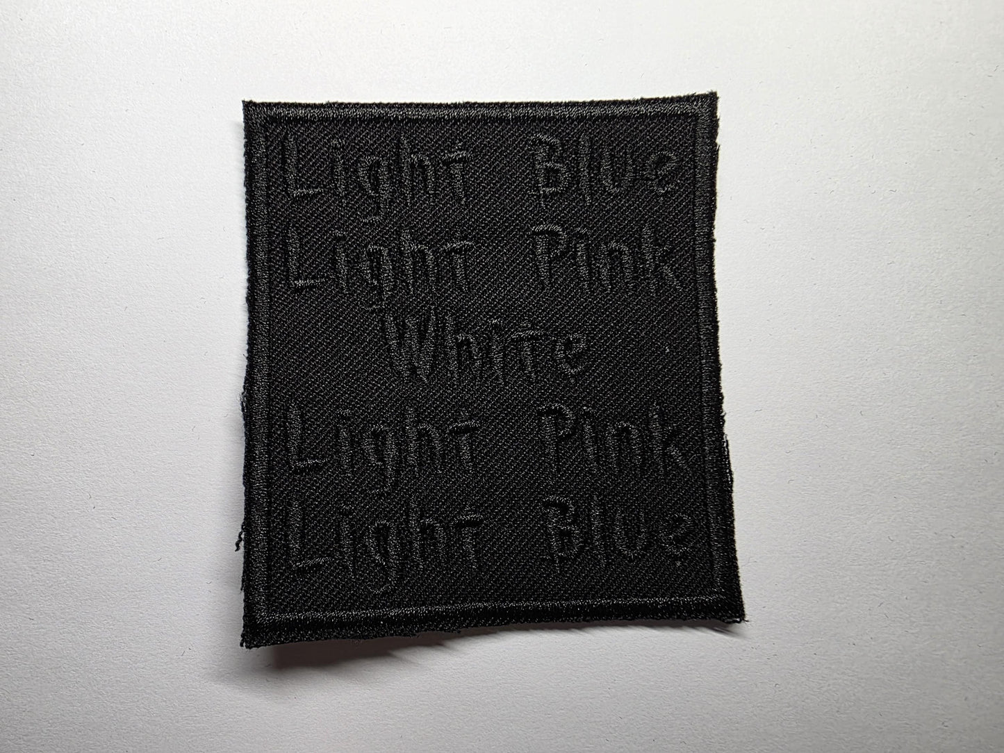 Subtle Trans Pride Embroidered Patches Black Text