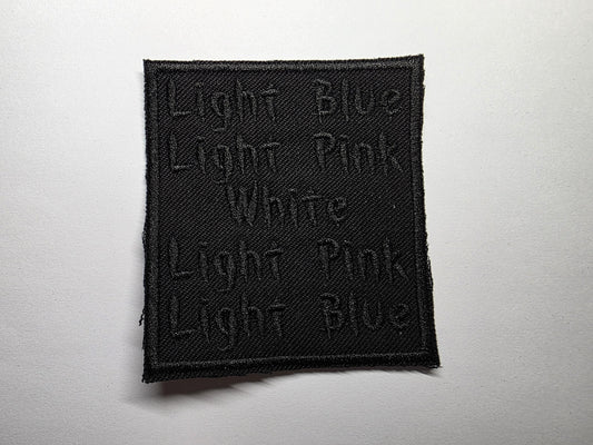 Subtle Trans Pride Embroidered Patches Black Text