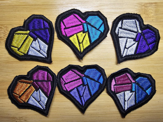 Subtle Pride Flag Hearts Embroidered Patches Vibrant Colours