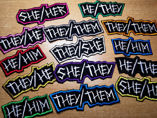 Punk Pronoun Patches Embroidered