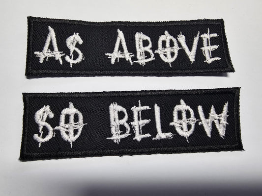As Above So Below Embroidered Patch Pair Heavy Metal style patch
