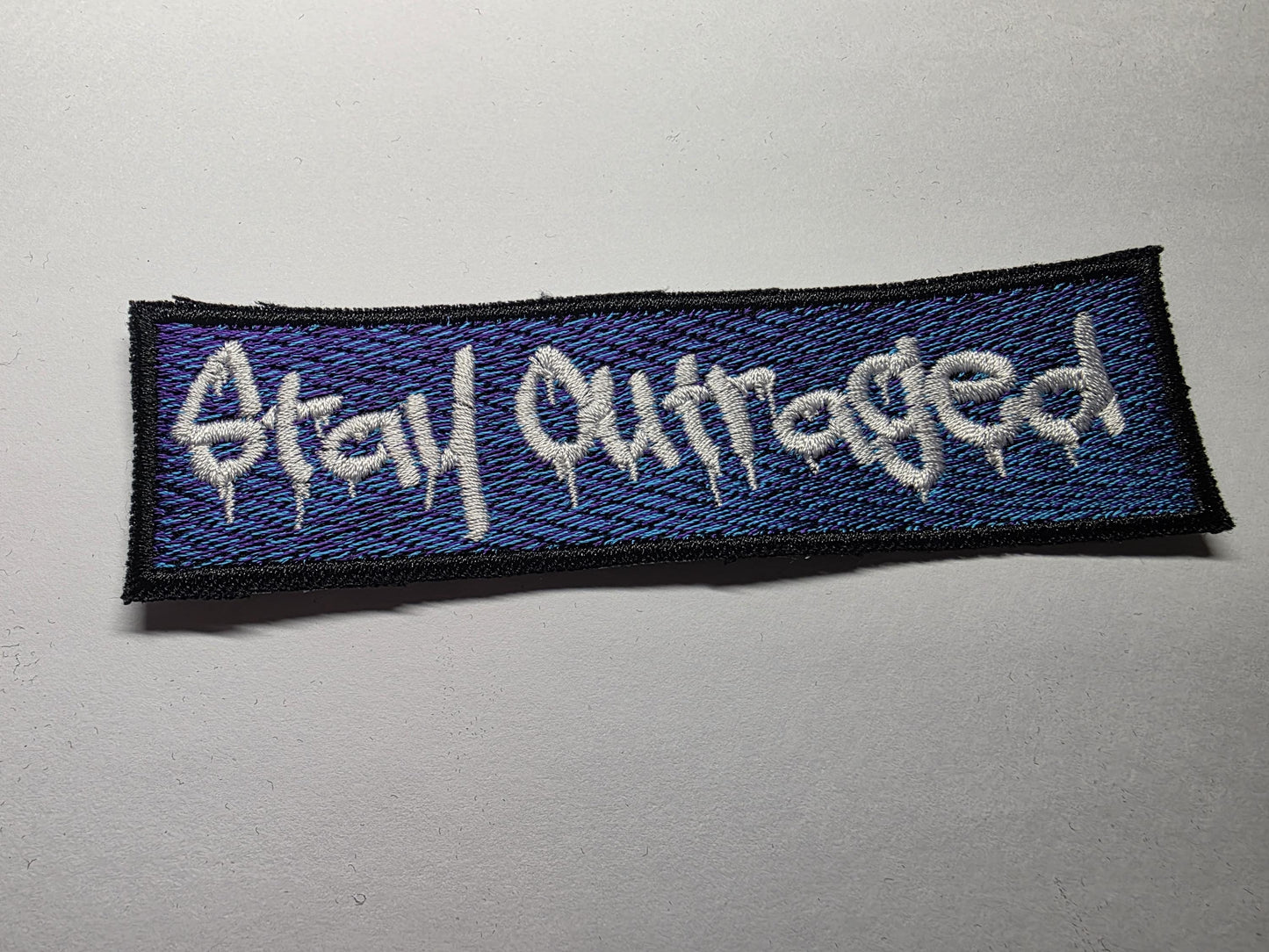 Stay Outraged Blue/Purple Embroidered Patch Politics Leftist
