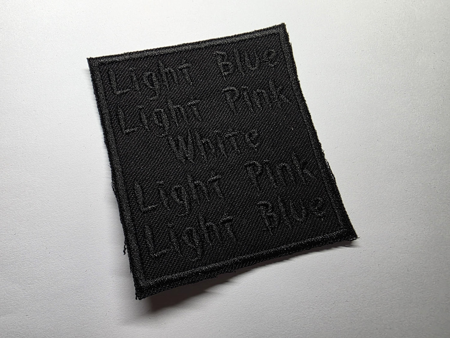 Subtle Trans Pride Embroidered Patches Black Text