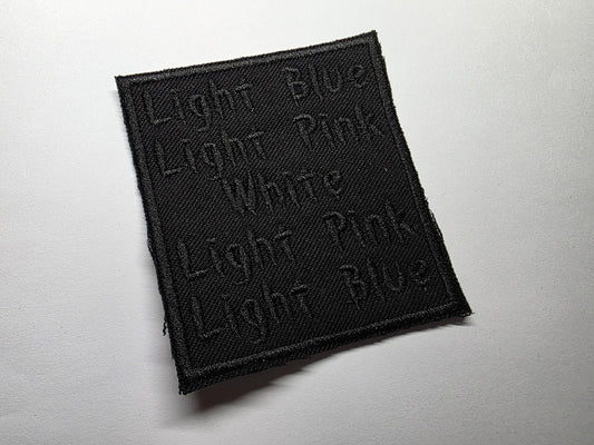 Subtle Trans Pride Embroidered Patches Black Text