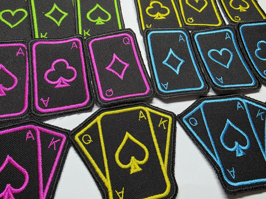 Neon Playing Cards Embroidered Patch Ace of Spades