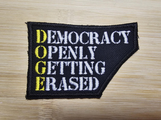 Democracy Openly Getting Erased Political Embroidery Patch Leftist
