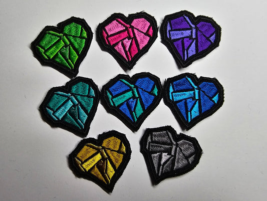 Colourful Hearts Small Embroidered Patch Rave Retro Cube Style
