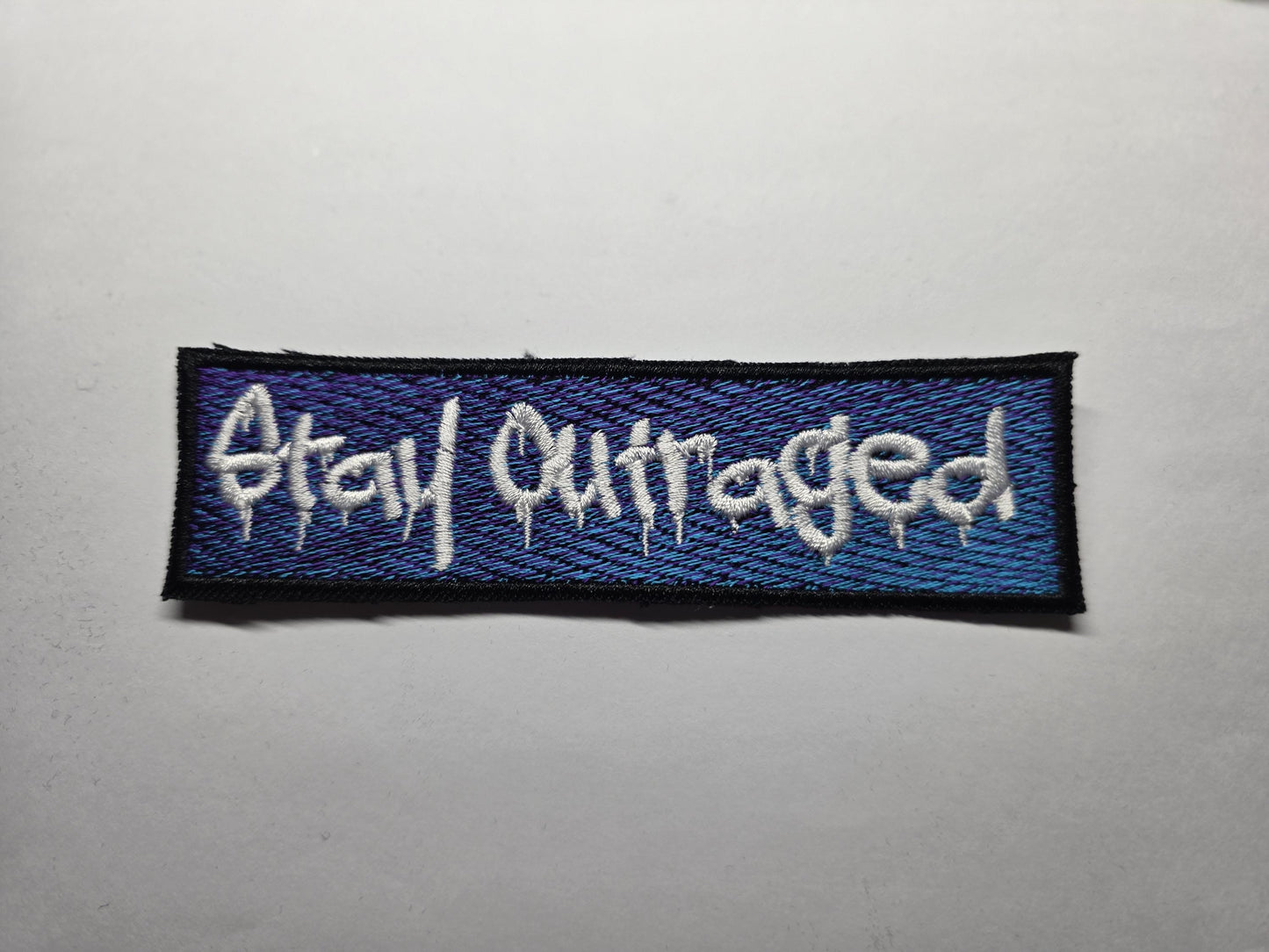 Stay Outraged Blue/Purple Embroidered Patch Politics Leftist