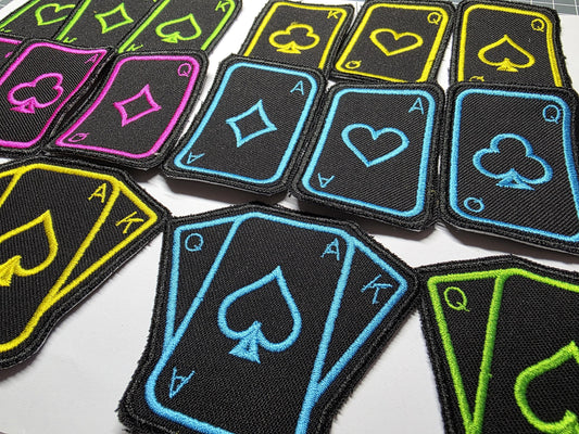 Neon Playing Cards Embroidered Patch Ace of Spades