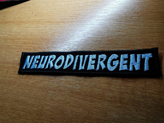 Neurodivergent Long Comic Book Style Iron On Embroidered Patch Neurodiversity Personality