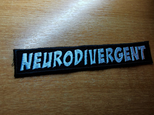 Neurodivergent Long Comic Book Style Iron On Embroidered Patch Neurodiversity Personality