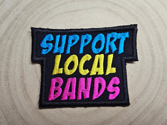 Support Local Bands Vibrant Blue Yellow Fuschia Embroidered Patch Metal Punk Rock Emo Pop-Punk Local Scene