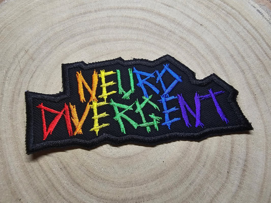 Neurodivergent Metal Style Rainbow Jagged Border