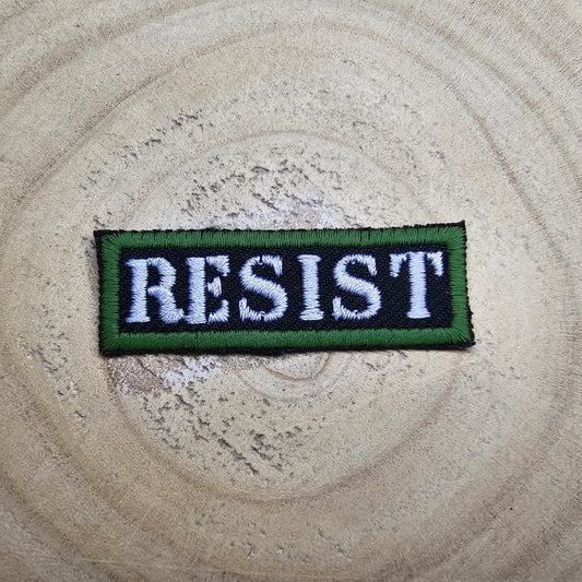 Resist VERY SMALL Military Green Matt Embroidered Patch Anarchist Politics Feminist Leftist Patches