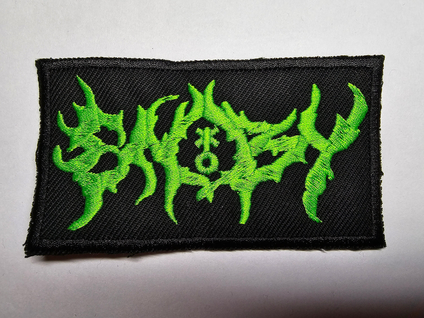 LGBTQ+ Black and Death Metal Embroidered Patches Gay Bi Queer and Lesbian Fluorescent Green