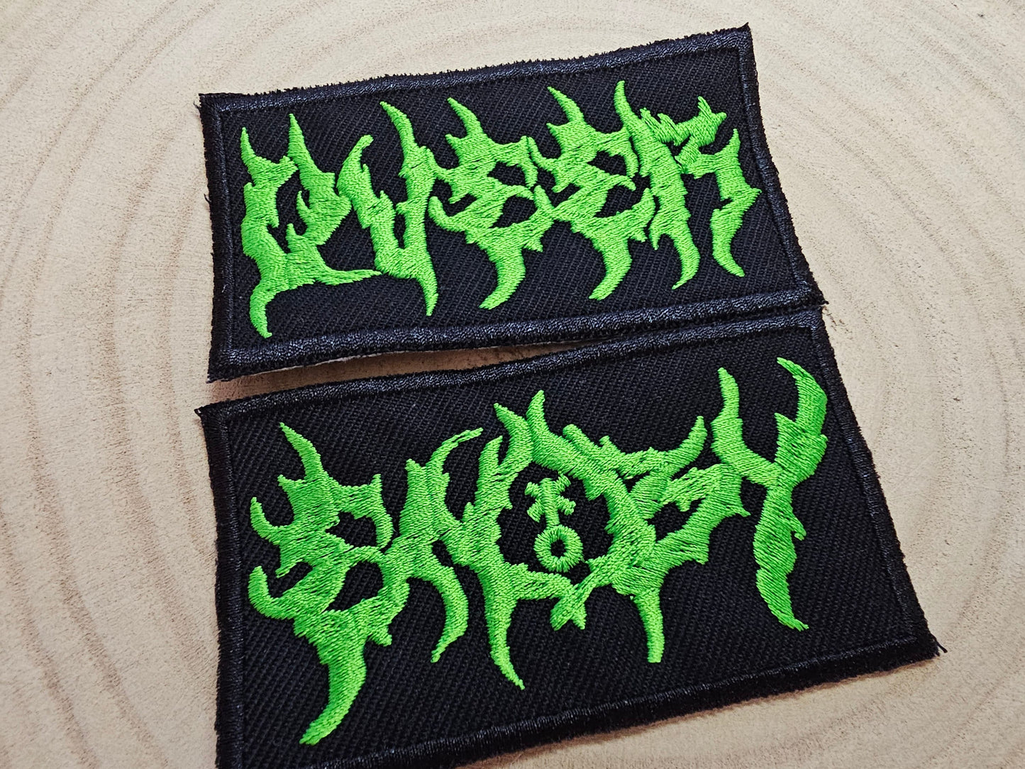 LGBTQ+ Black and Death Metal Embroidered Patches Gay Bi Queer and Lesbian Fluorescent Green