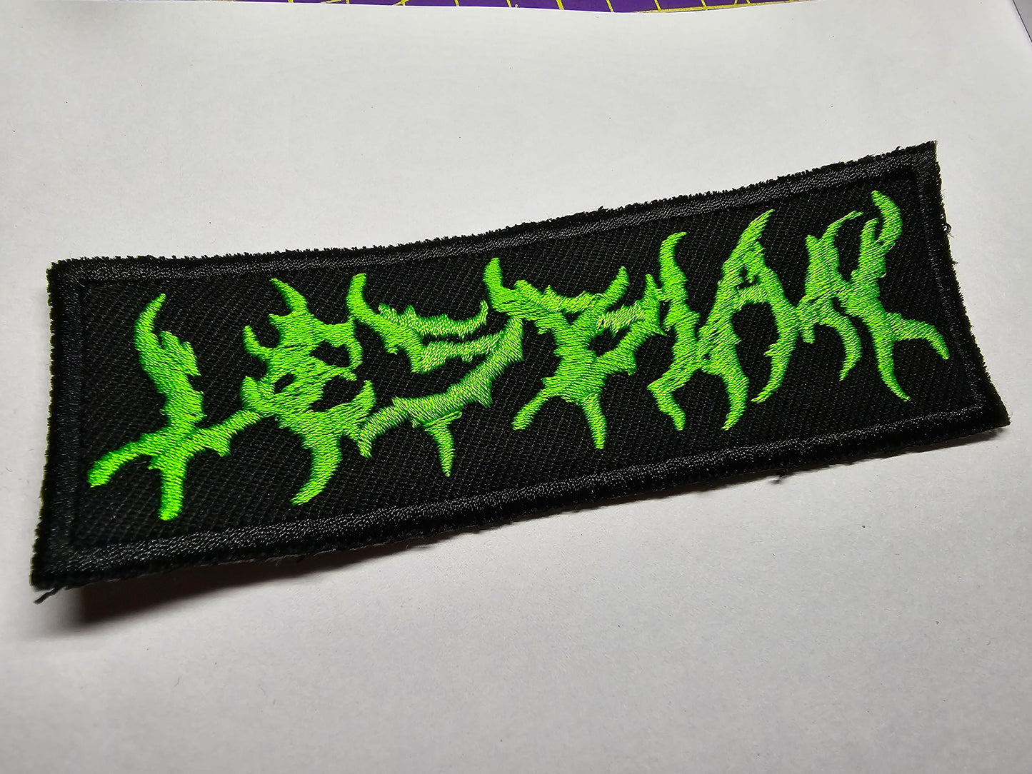 LGBTQ+ Black and Death Metal Embroidered Patches Gay Bi Queer and Lesbian Fluorescent Green