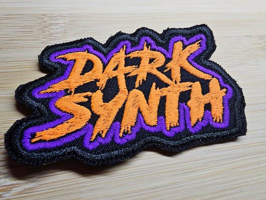 Dark Synth Synthwave Embroidered Patches Vibrant Color - Orange and Purple