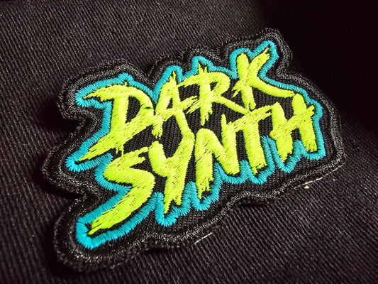 Dark Synth Synthwave Embroidered Patches Vibrant Color - Green and Teal