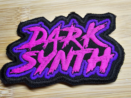 Dark Synth Synthwave Embroidered Patches Vibrant Color - Pink and Purple