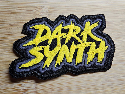 Dark Synth Synthwave Embroidered Patches Vibrant Color - Yellow and Grey