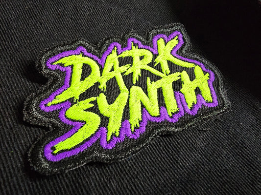 Dark Synth Synthwave Embroidered Patches Vibrant Color - Green and Purple