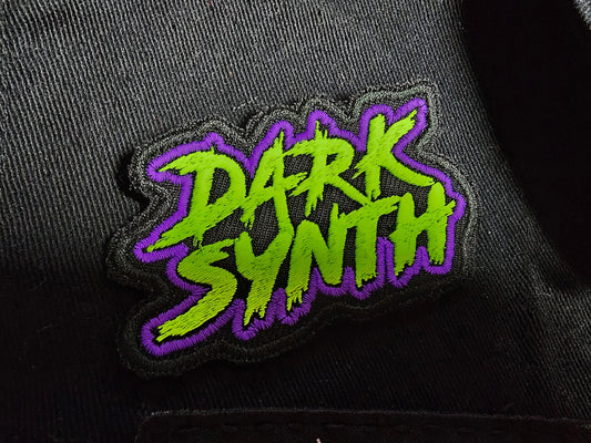 Dark Synth Synthwave Embroidered Patches Vibrant Color - Green and Purple