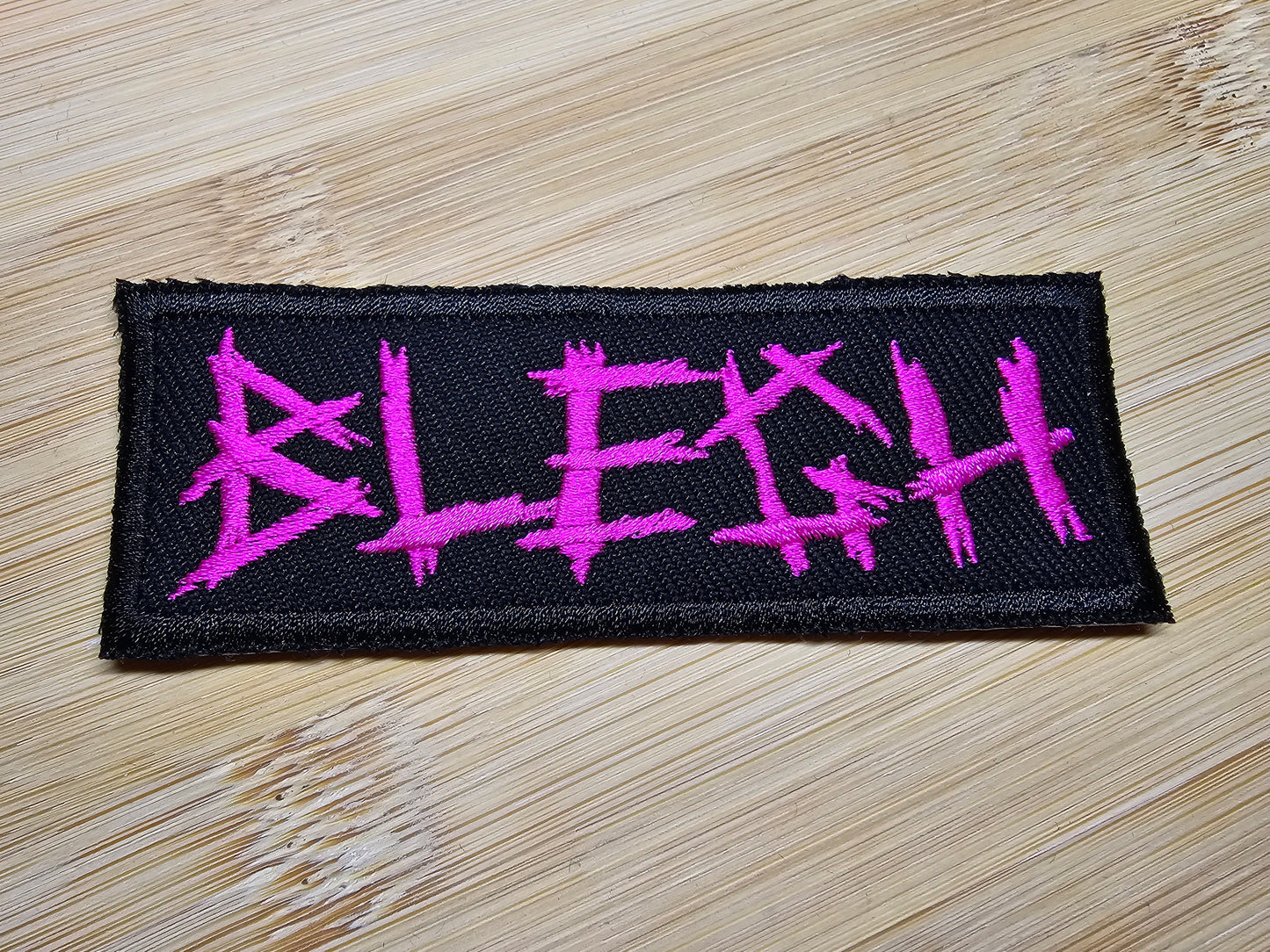 Blegh Metalcore Embroidered Patch Metal Breakdown Emo Bright Pink