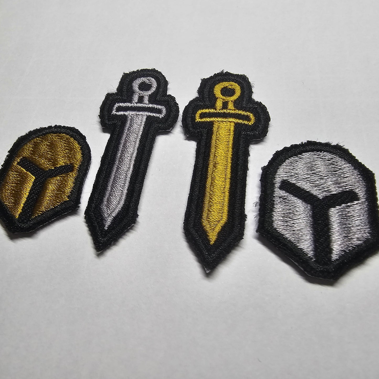 Sword and Helmet Embroidered Iron On Patch Destiny Fantasy RPG Vikings Medieval Dungeon Gaming