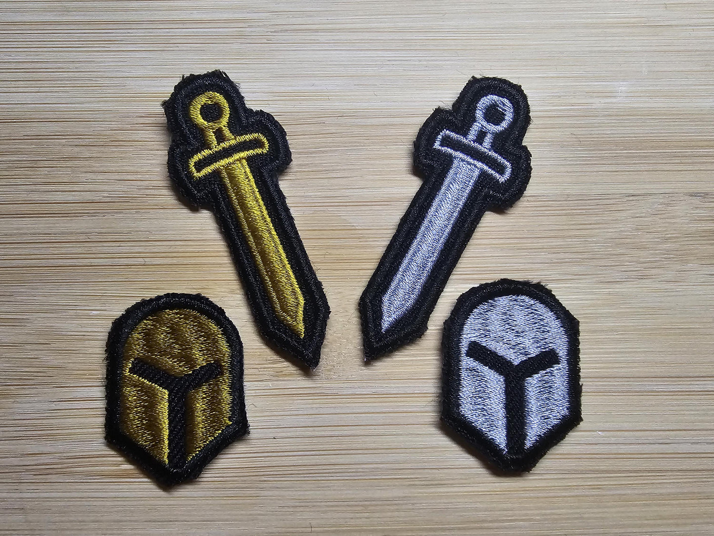 Sword and Helmet Embroidered Iron On Patch Destiny Fantasy RPG Vikings Medieval Dungeon Gaming