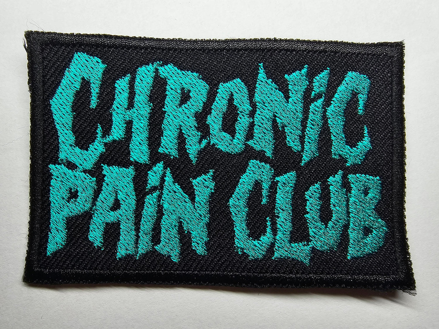 Chronic Pain Club Death Metal Iron On Embroidered Red Patch Spoon Theory Invisible Disability EDS or Fibromyalgia Black Metal