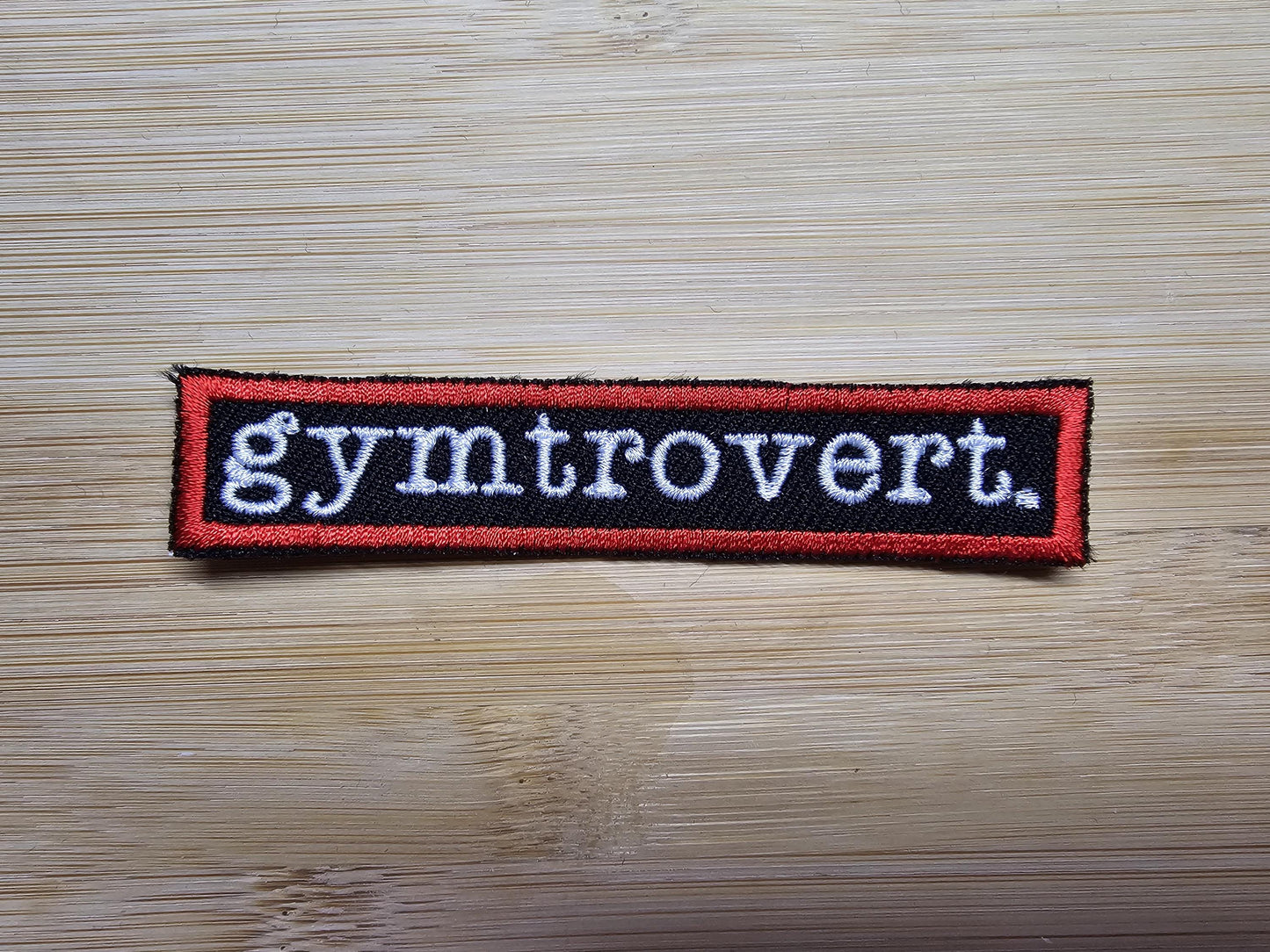 Funny Gym Patch Introvert Neurodivergent Fitness Red Embroidered Badge